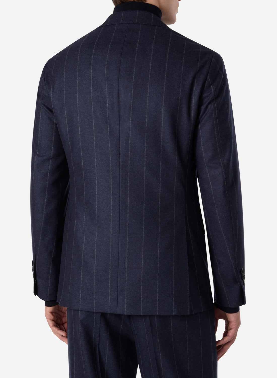 WOOL SILK CASHMERE PINSTRIPE BLAZER