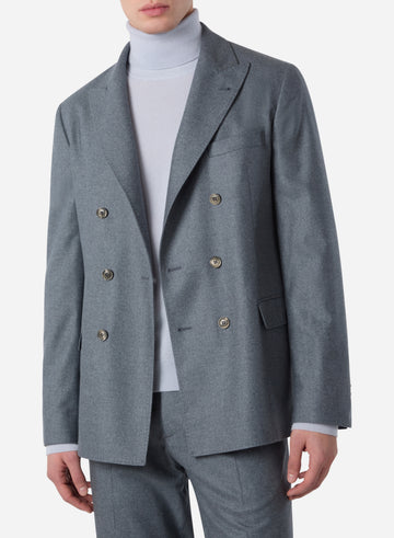WOOL SILK CASHMERE DOUBLE BREAST BLAZER