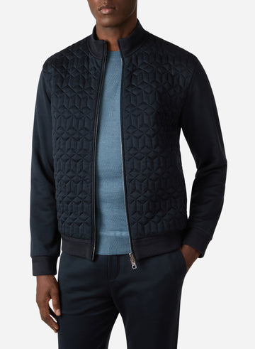 COTTON AND SILK QUILTED JERSEY BOMBER