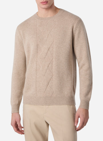 OVERSIZED CABLE CASHMERE CREWNECK