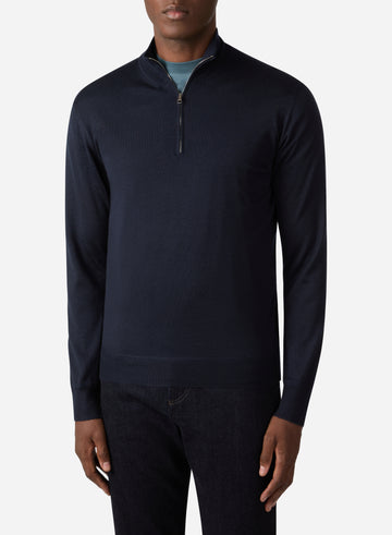 CASHMERE AND SILK LONG SLEEVES HALF ZIP