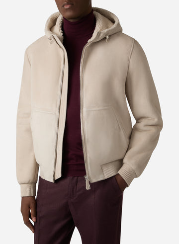 SHEARLING HOODED BLOUSON