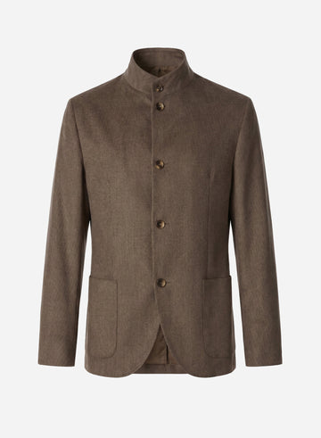 CASHMERE STAND COLLAR SINGLE BREAST BLAZER