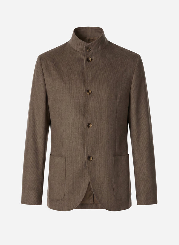 CASHMERE STAND COLLAR SINGLE BREAST BLAZER