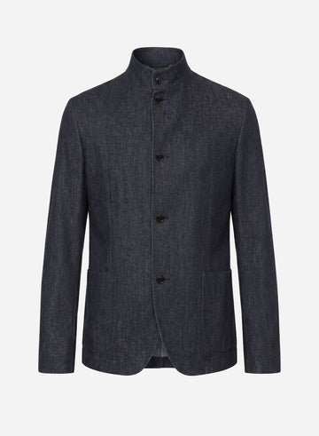 WOOL STAND COLLAR SINGLE BREAST BLAZER