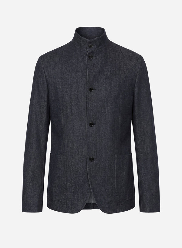 WOOL STAND COLLAR SINGLE BREAST BLAZER