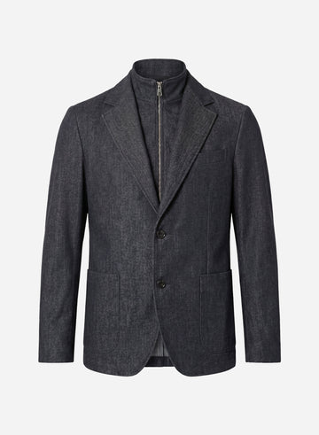 WOOL SINGLE BREAST BLAZER WITH DETACHABLE VEST