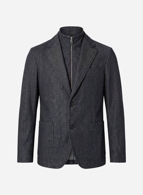 WOOL SINGLE BREAST BLAZER WITH DETACHABLE VEST