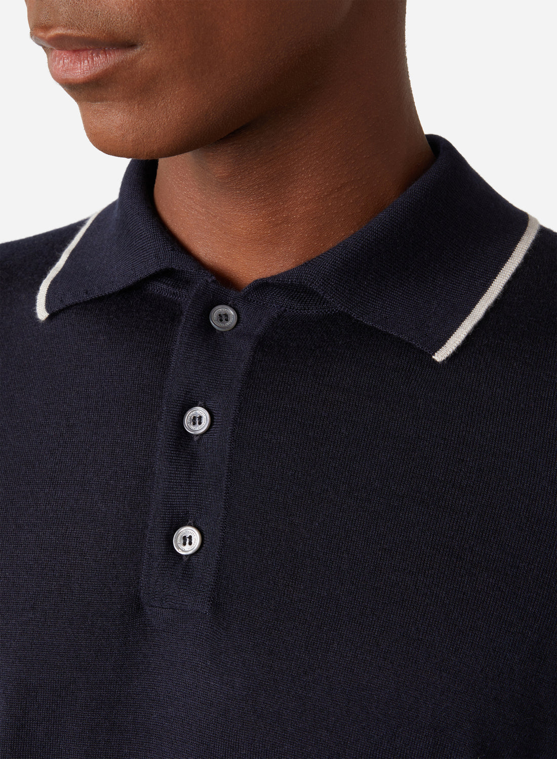 CASHMERE AND SILK SHORT SLEEVE POLO WITH PIQUE STITCH