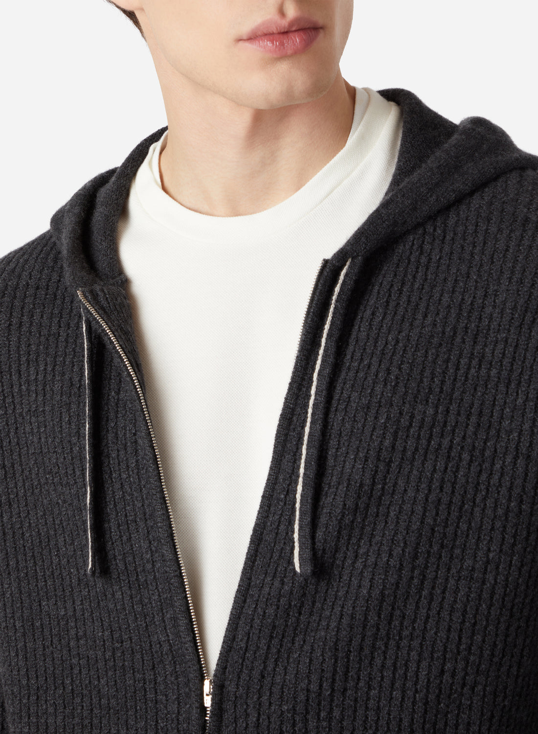 CASHMERE BABY CABLE FULL ZIP HOODIE