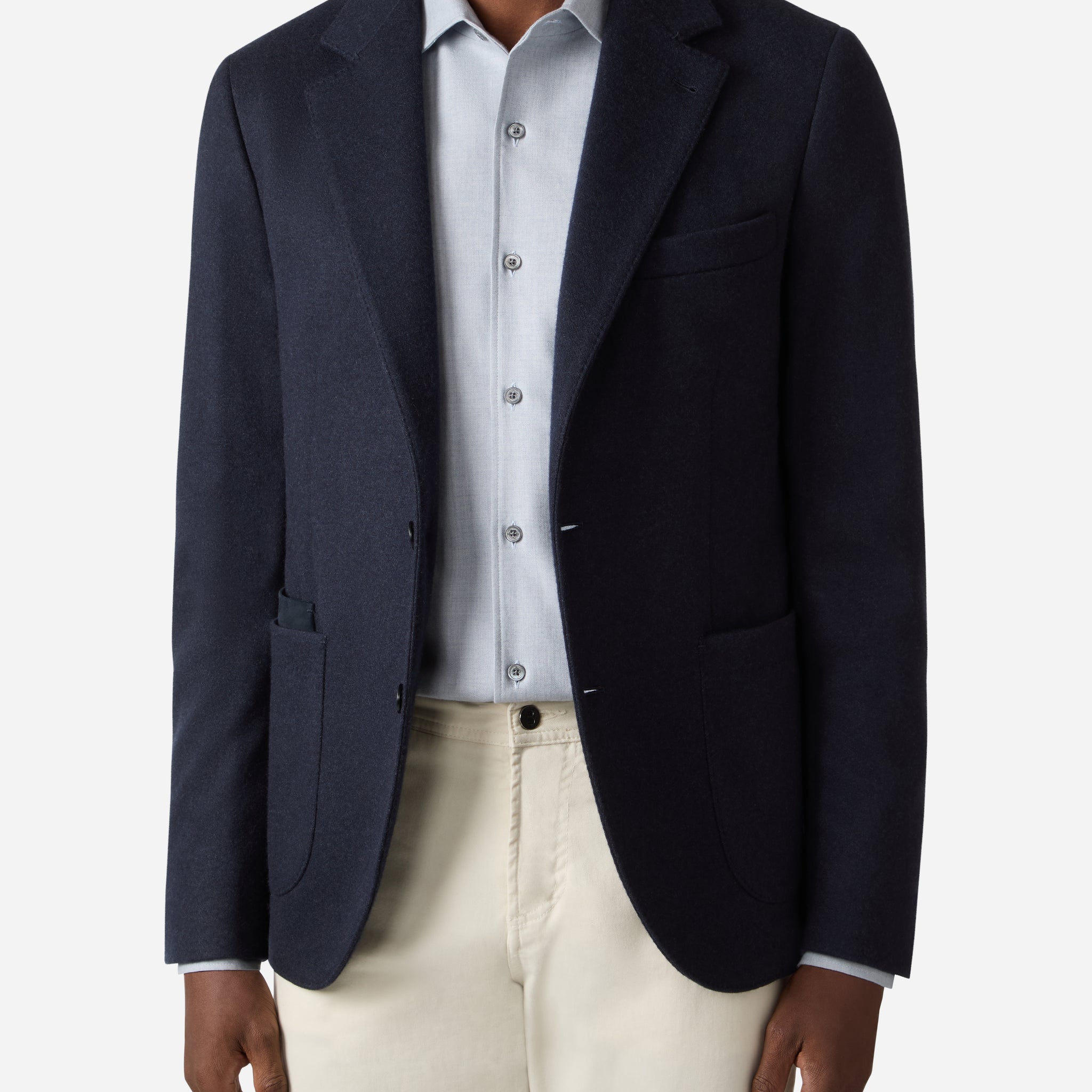 WOOL AND COTTON JERSEY PATCH POCKET BLAZER