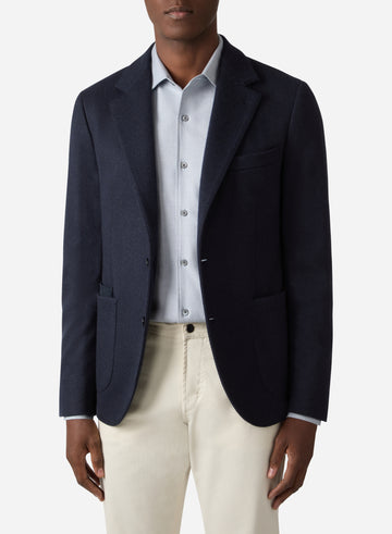 WOOL AND COTTON JERSEY PATCH POCKET BLAZER