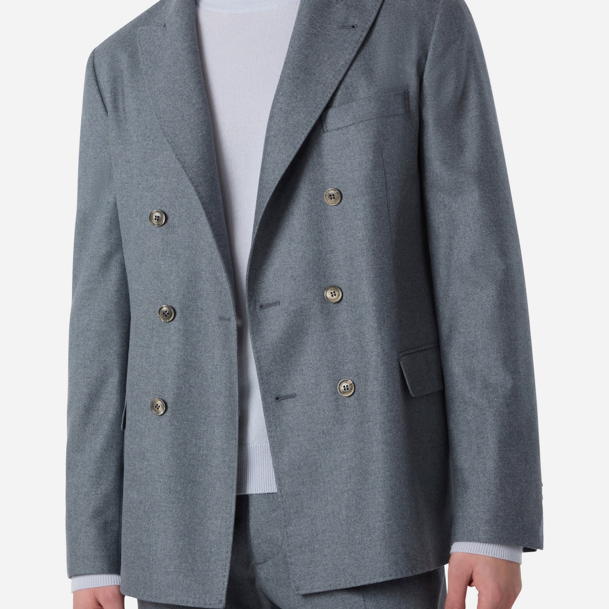 WOOL SILK CASHMERE DOUBLE BREAST BLAZER