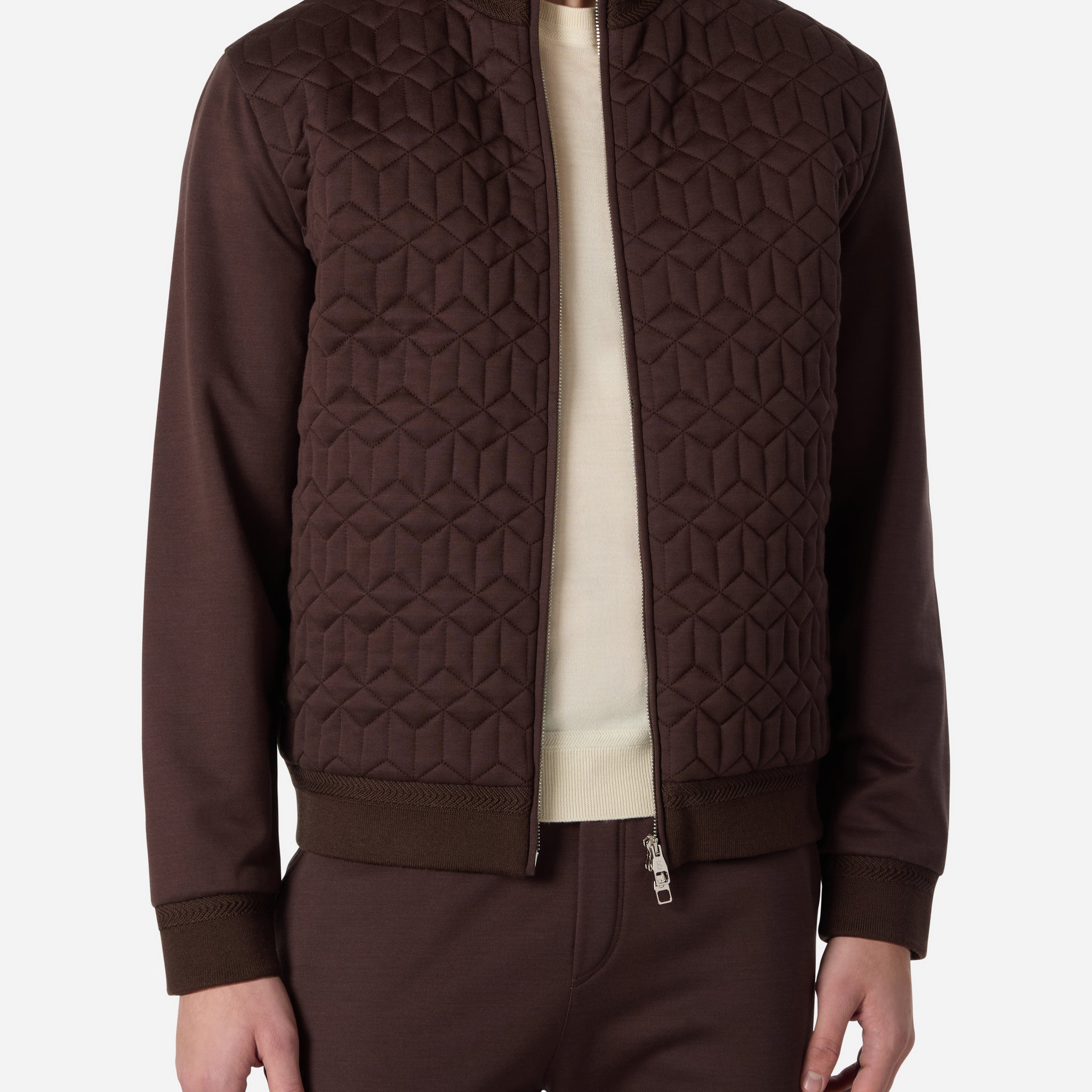 COTTON AND SILK QUILTED JERSEY BOMBER