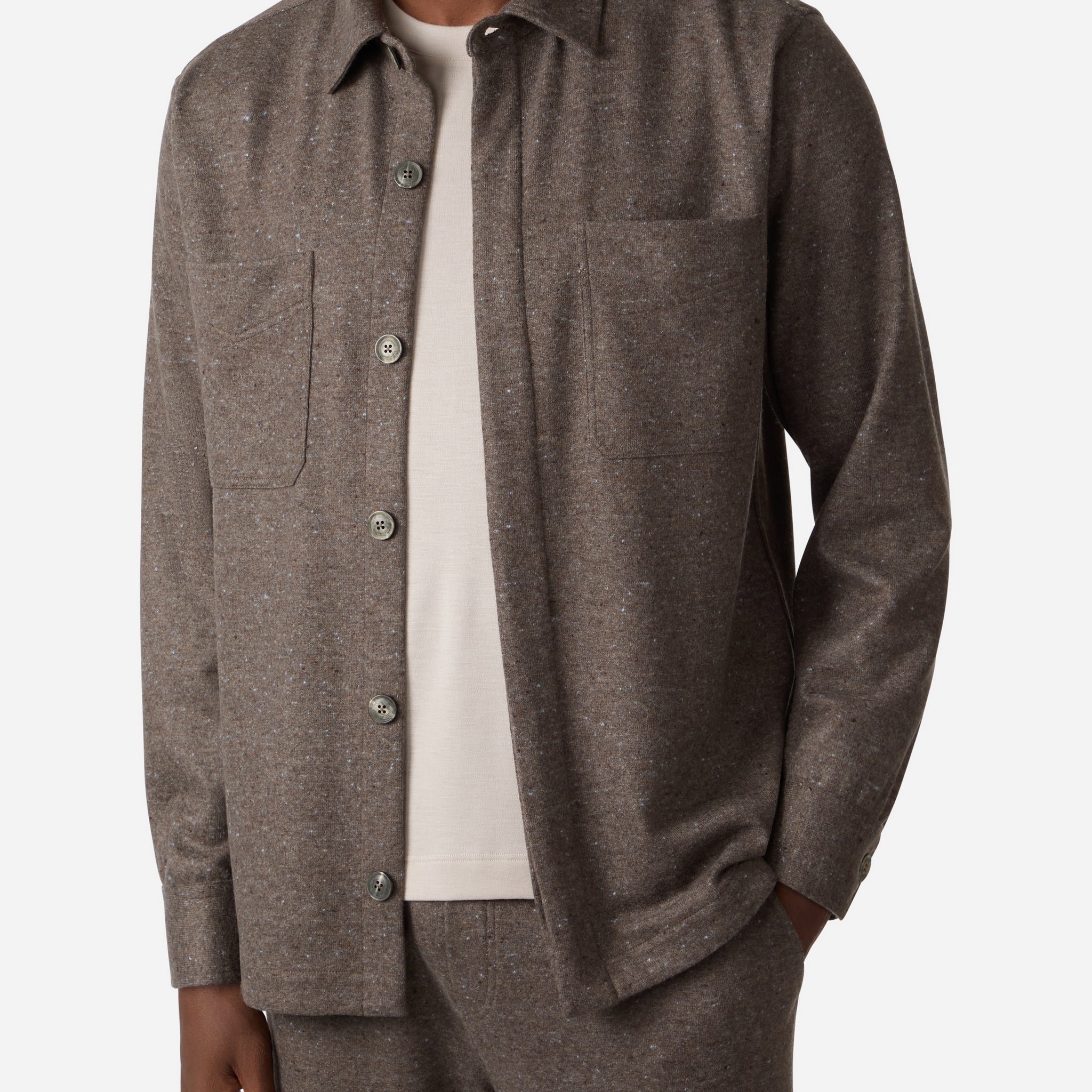 CASHMERE TWEED JERSEY SHIRT JACKET