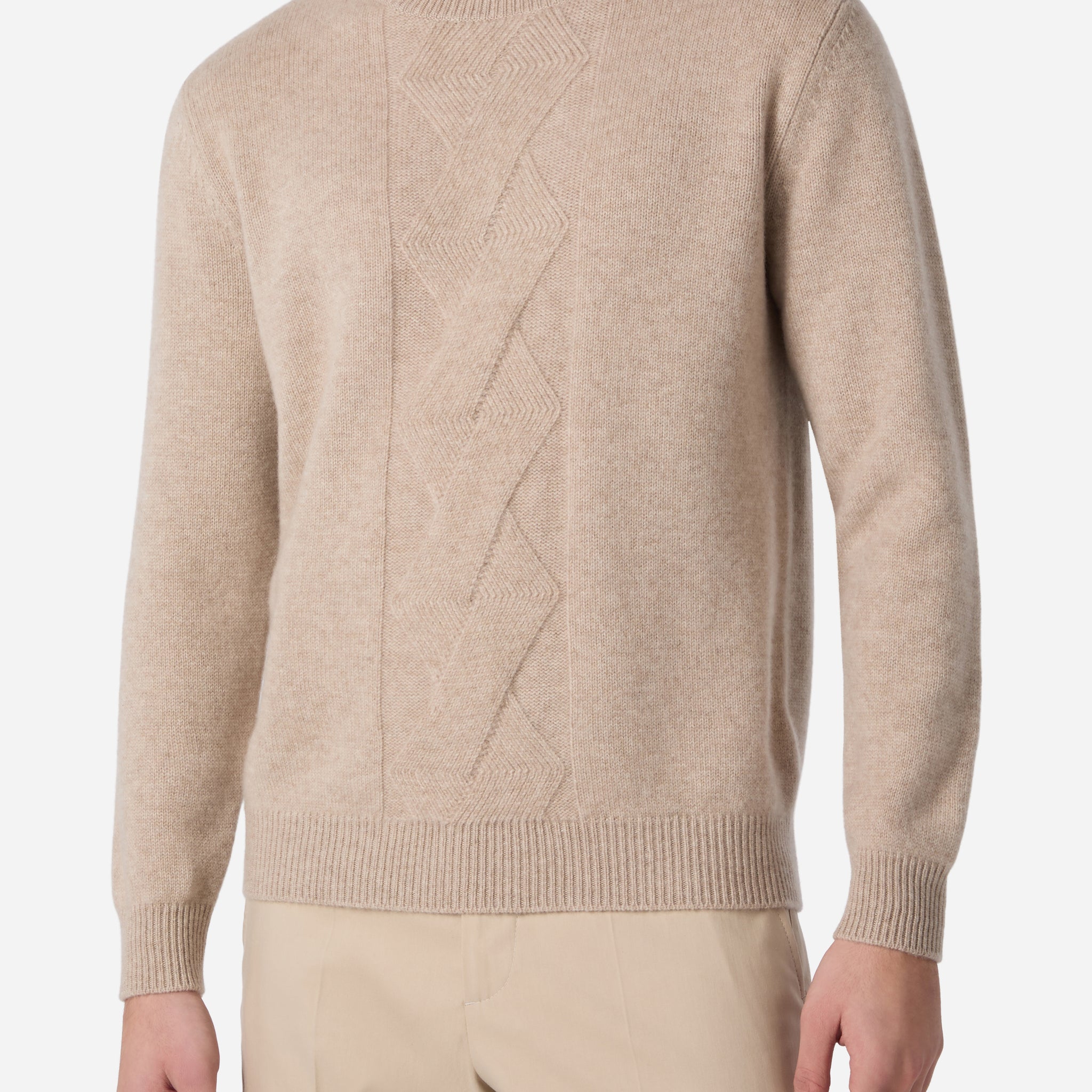 OVERSIZED CABLE CASHMERE CREWNECK