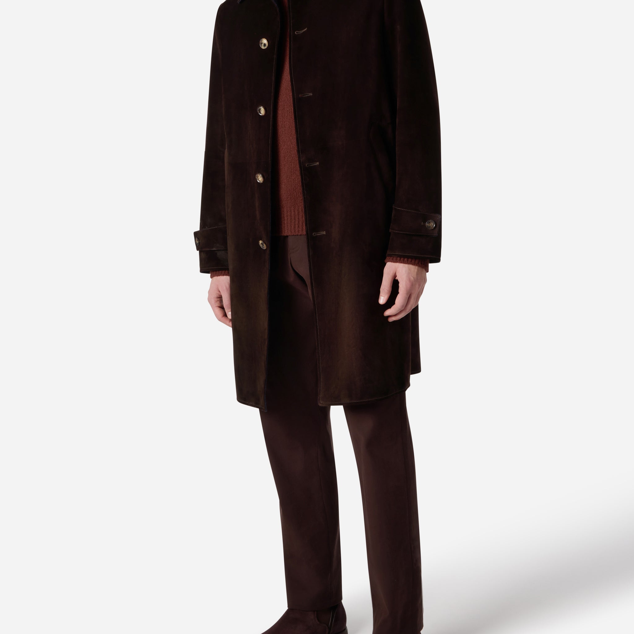 SUEDE TRENCH WITH CASHMERE JERSEY LINING