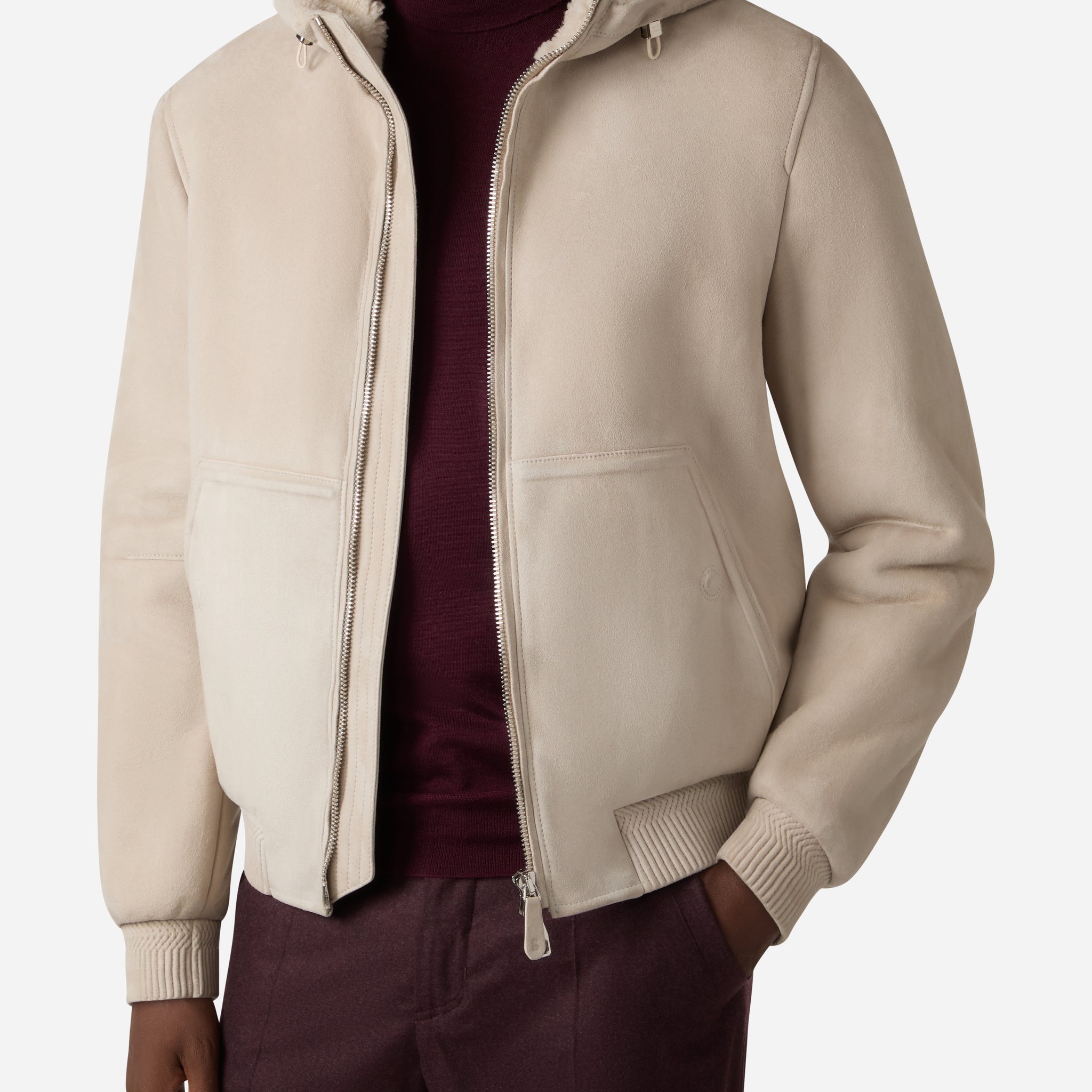 SHEARLING HOODED BLOUSON