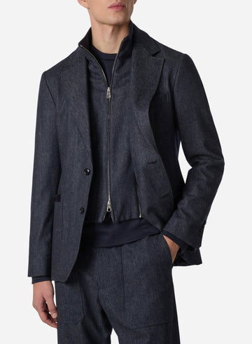 WOOL SINGLE BREAST BLAZER WITH DETACHABLE VEST