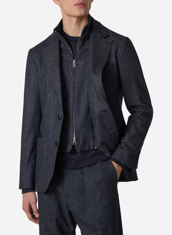 WOOL SINGLE BREAST BLAZER WITH DETACHABLE VEST