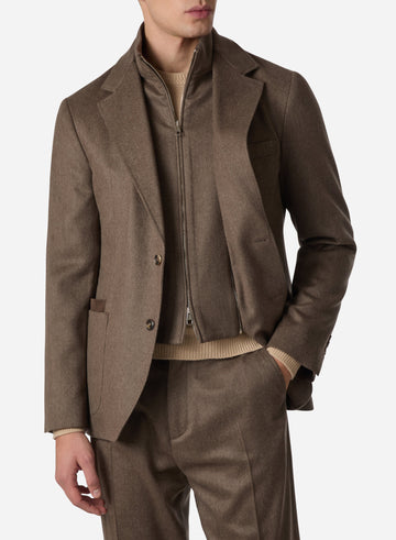 CASHMERE SINGLE BREAST BLAZER WITH DETACHABLE VEST