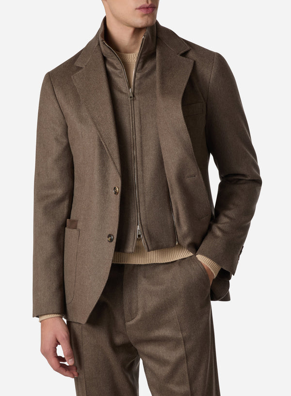 CASHMERE SINGLE BREAST BLAZER WITH DETACHABLE VEST