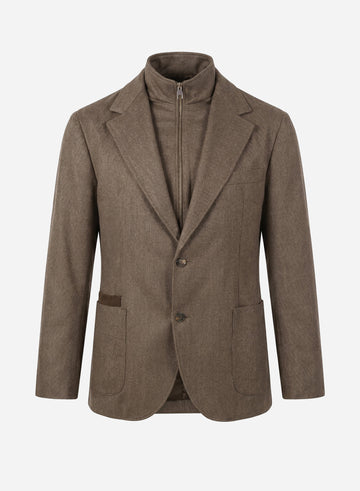 CASHMERE SINGLE BREAST BLAZER WITH DETACHABLE VEST