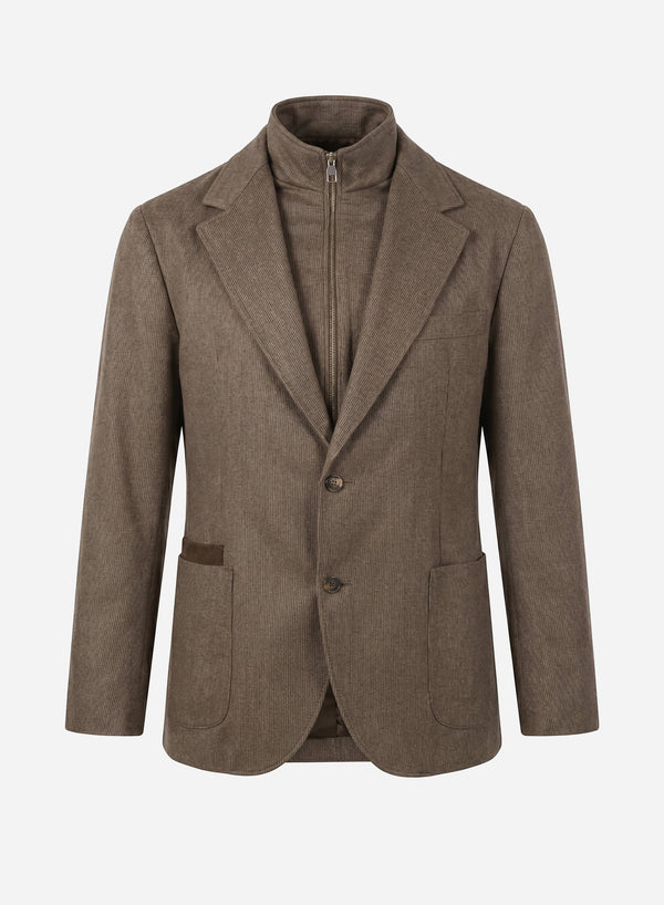 CASHMERE SINGLE BREAST BLAZER WITH DETACHABLE VEST