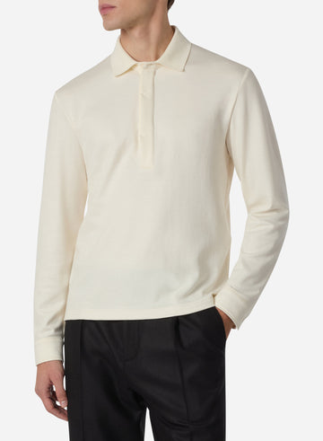 COTTON SILK CASHMERE LONG SLEEVES POLO