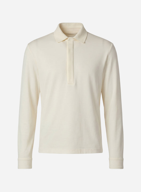 COTTON SILK CASHMERE LONG SLEEVES POLO