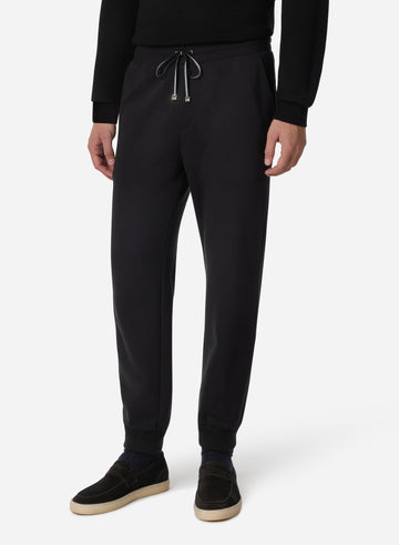 COTTON AND CASHMERE DRAWSTRING PANTS WITH CUFF
