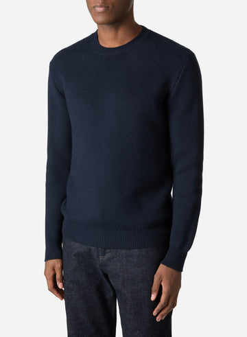 VIRGIN WOOL HONEYCOMB CREWNECK