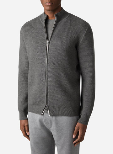 VIRGIN WOOL HONEYCOMB FULL ZIP