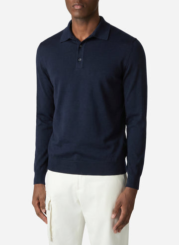 CASHMERE AND SILK LONG SLEEVES POLO