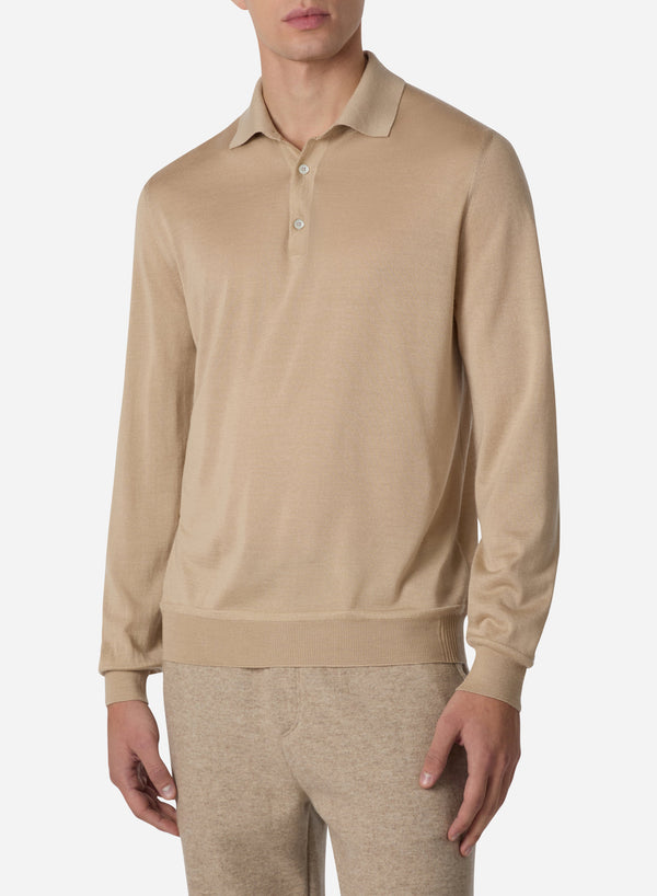 CASHMERE AND SILK LONG SLEEVES POLO