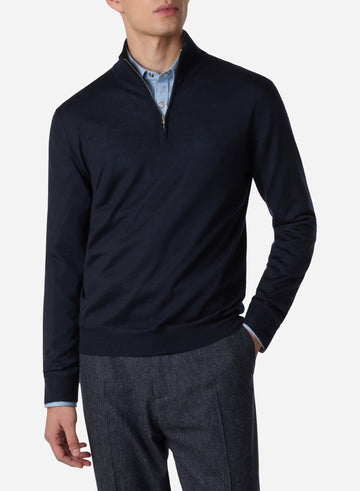 CASHMERE AND SILK LONG SLEEVES HALF ZIP