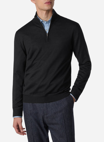 CASHMERE AND SILK LONG SLEEVES HALF ZIP