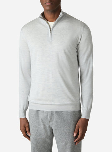 CASHMERE AND SILK LONG SLEEVES HALF ZIP