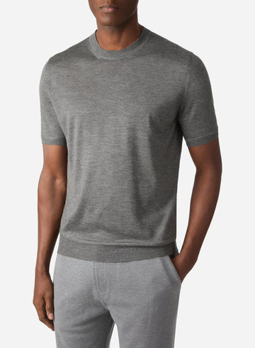 CASHMERE AND SILK SHORT SLEEVES T-SHIRT