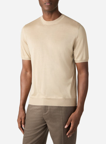 CASHMERE AND SILK SHORT SLEEVES T-SHIRT