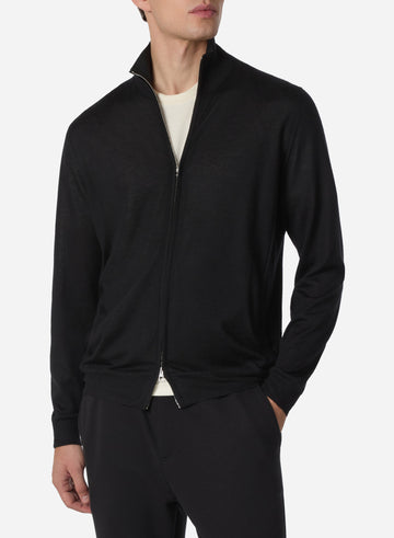 CASHMERE AND SILK LONG SLEEVES FULL ZIP