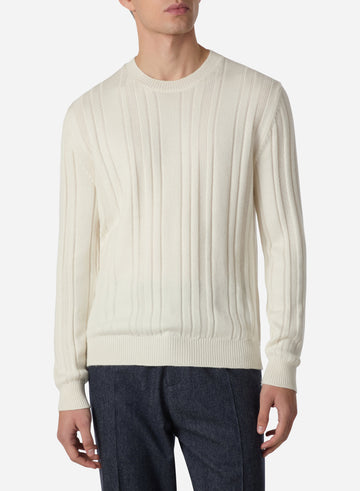 CASHMERE AND SILK RIB CREWNECK