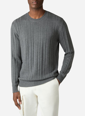 CASHMERE AND SILK RIB CREWNECK