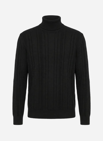 CASHMERE AND SILK RIB TURTLENECK
