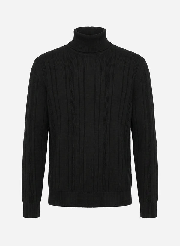 CASHMERE AND SILK RIB TURTLENECK