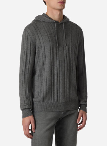 CASHMERE AND SILK RIB HOODIE