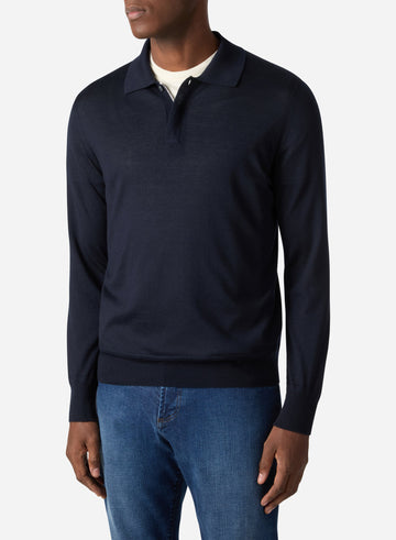 CASHMERE AND SILK LONG SLEEVES ZIP POLO