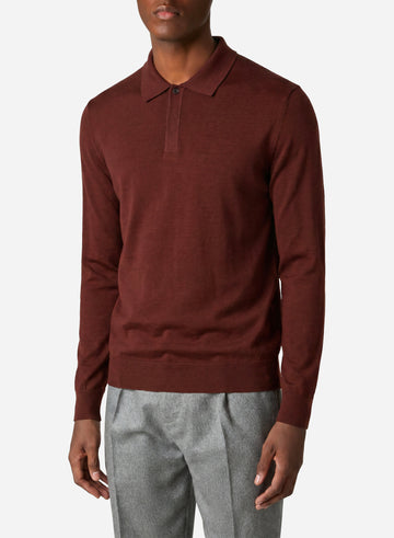 CASHMERE AND SILK LONG SLEEVES ZIP POLO