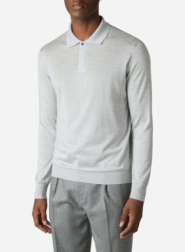 CASHMERE AND SILK LONG SLEEVES ZIP POLO