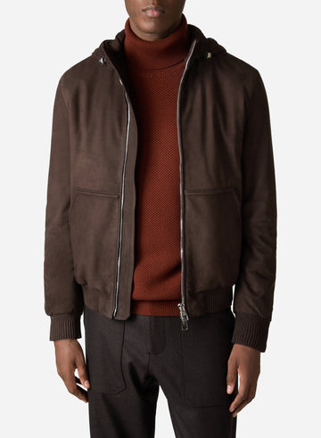NUBUK HOODED BLOUSON